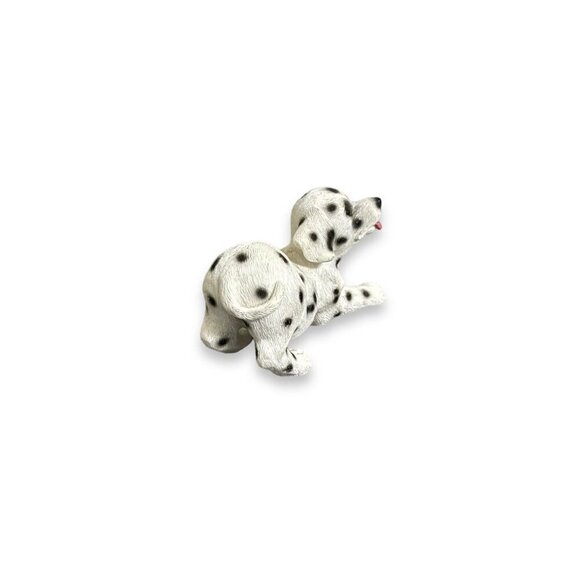 Vintage Adorable Dalmatian Spotted Coach Dog Puppy Sitting Figurine Resin Glass - Picture 4 of 10